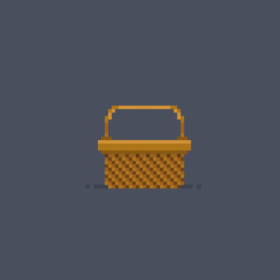 bamboo bucket in pixel art style vector