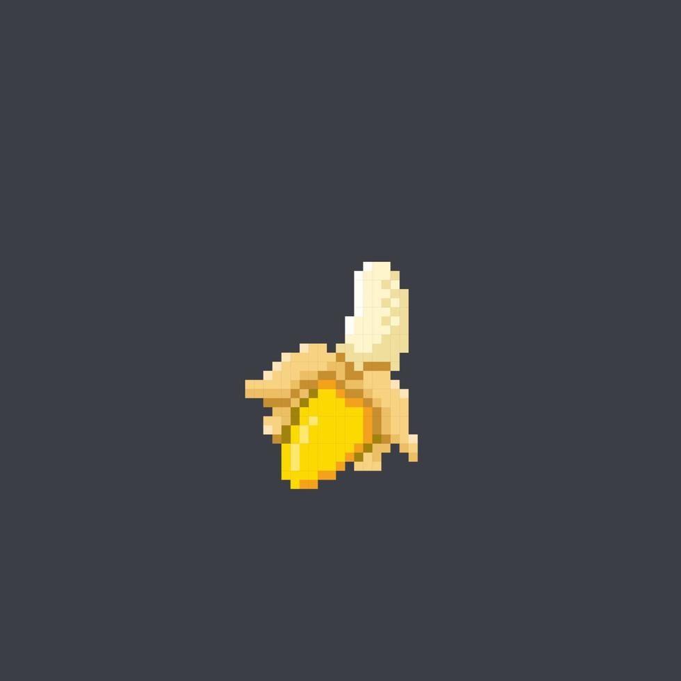 banana fruit in pixel art style vector