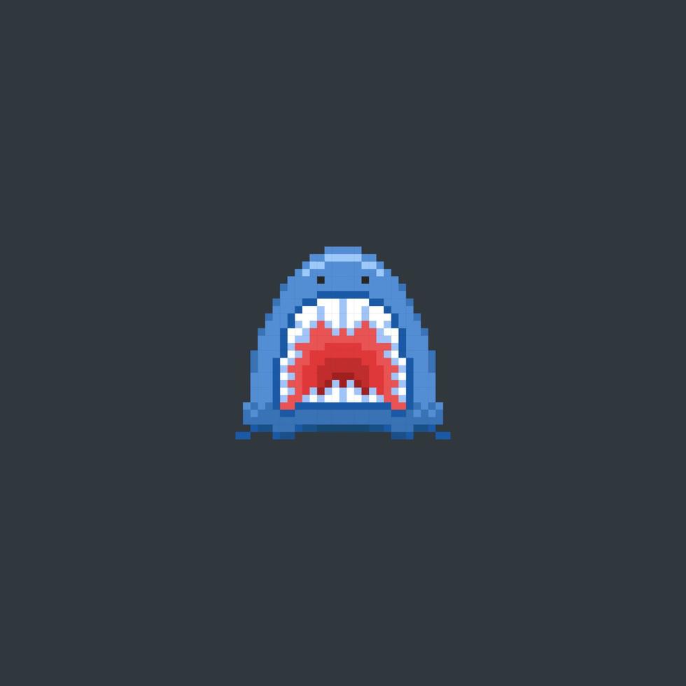 shark jaws in pixel art style vector