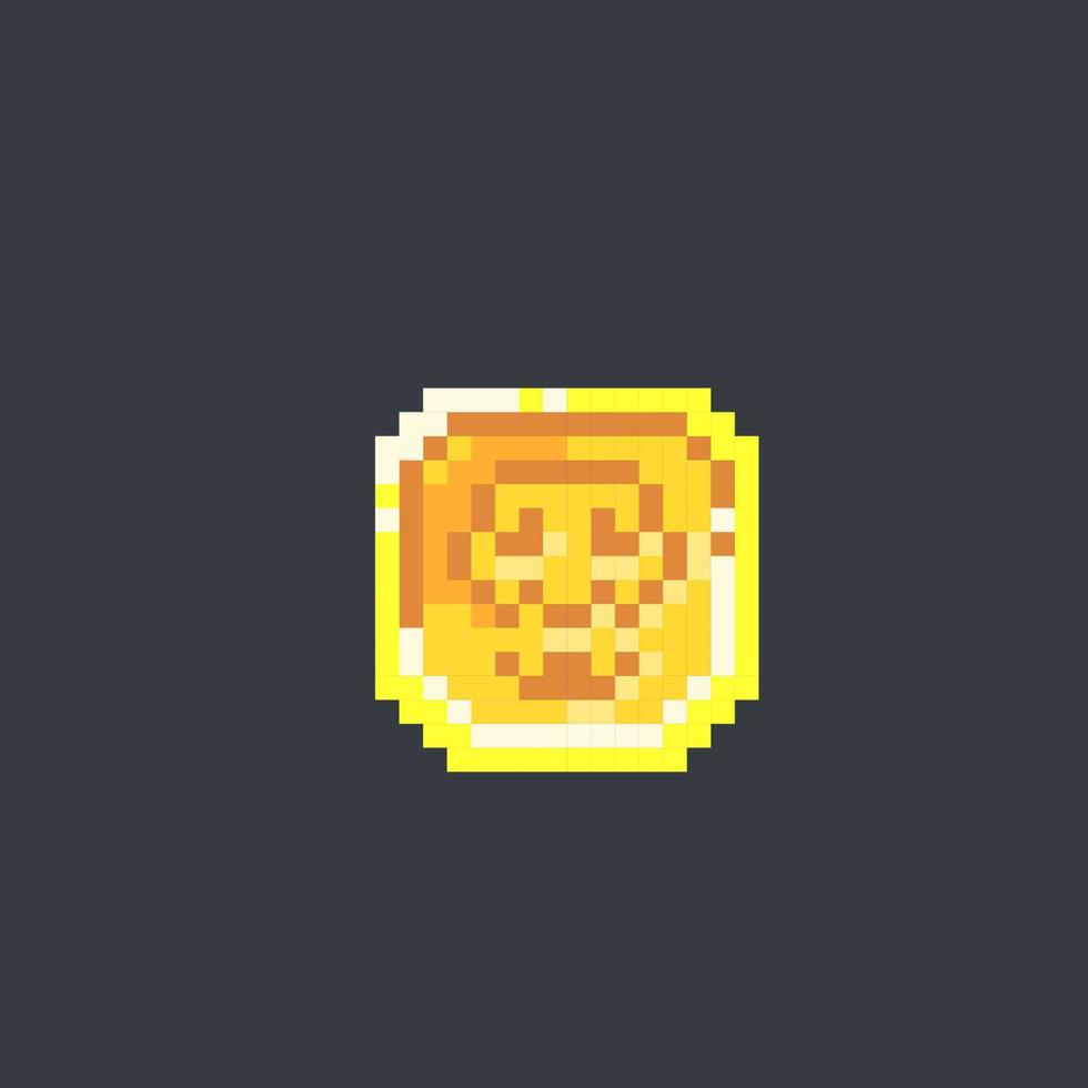 skull golden token in pixel art style vector