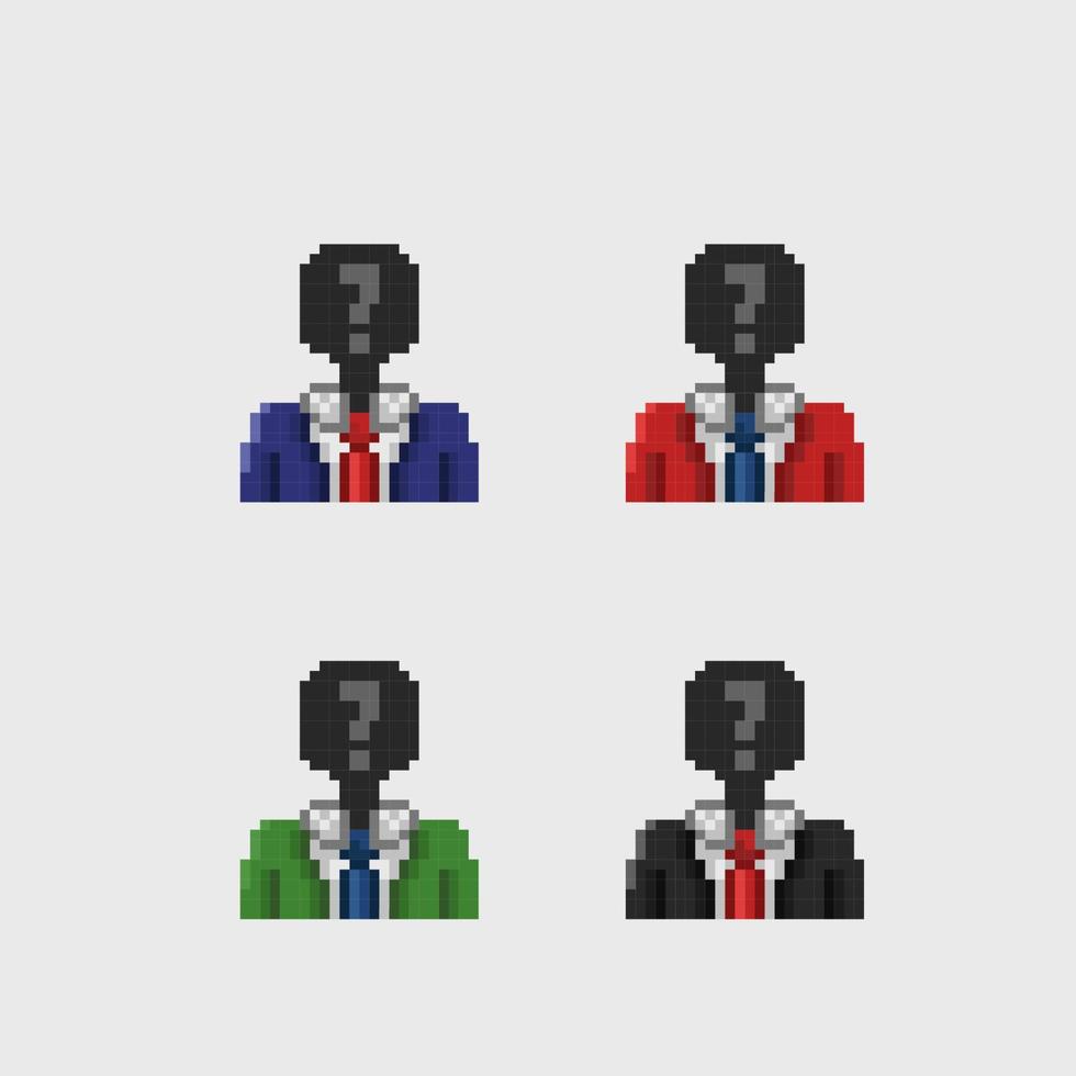 mysterious people wearing suit in pixel art style vector