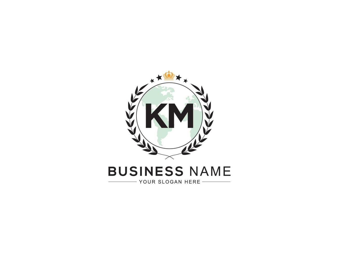 Alphabet Letter Km Logo Icon, Initial Luxury KM Letter Logo Template vector