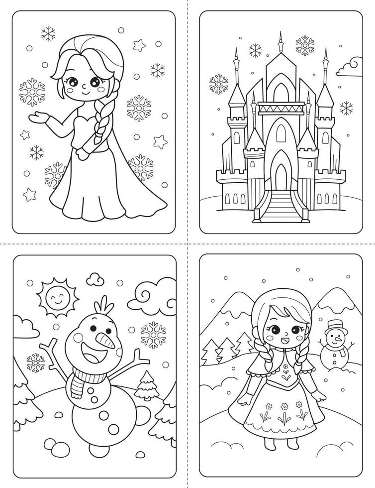 Printable Princess Character Coloring Book for Children vector