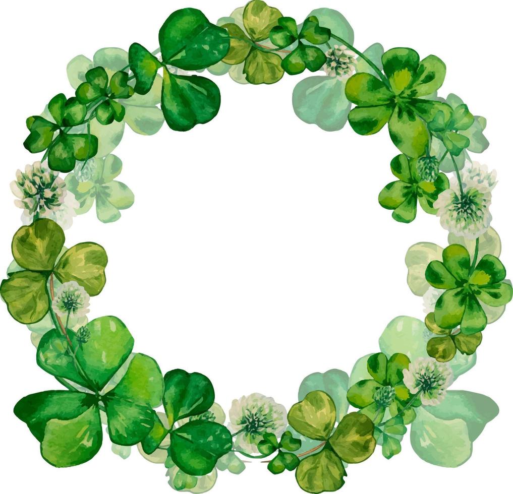 Shamrock and clover frame watercolor on white background vector