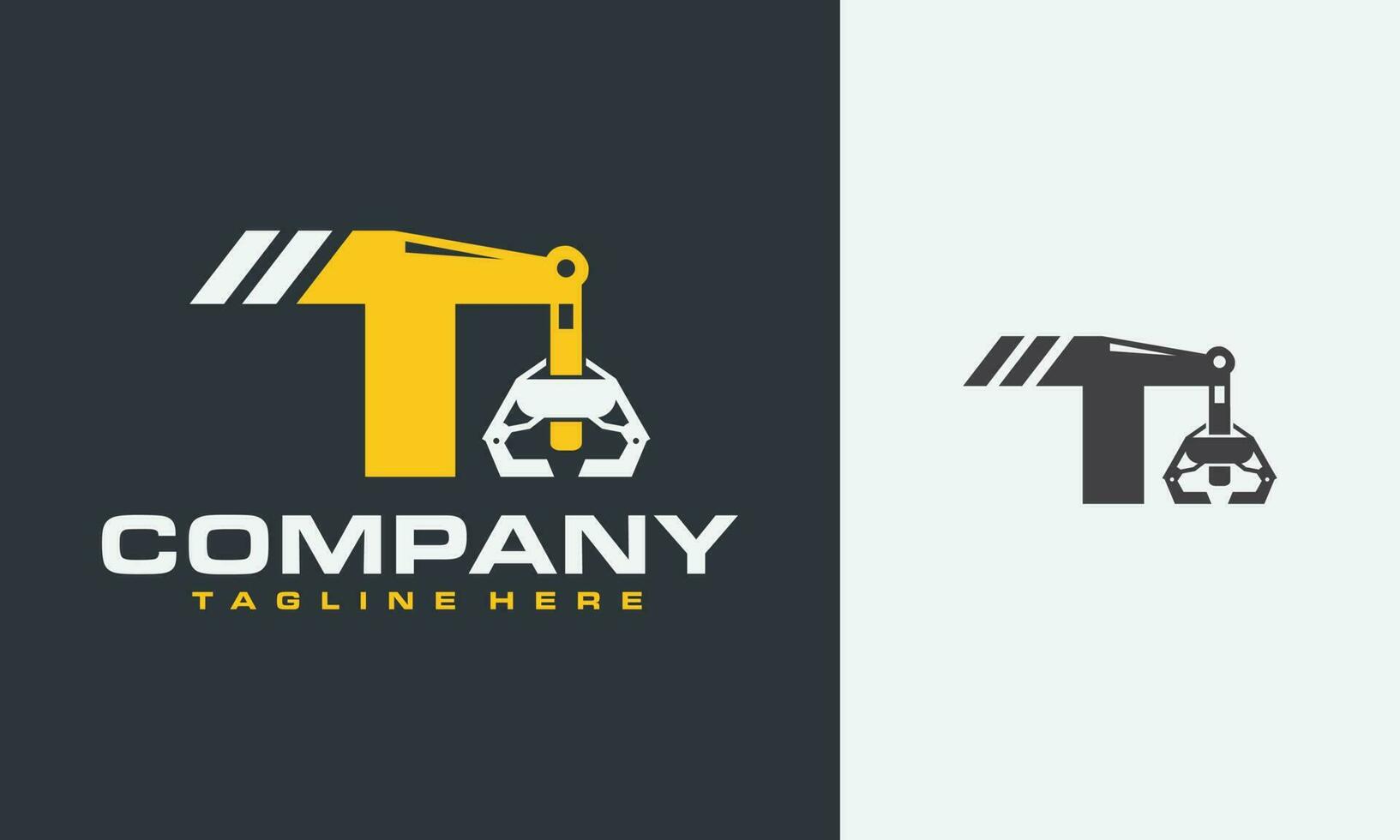 initial T crane drill logo vector