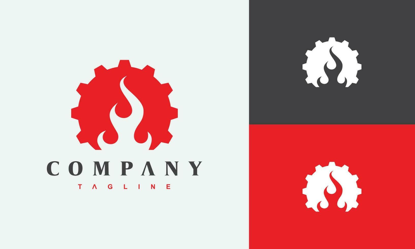 engranaje y fuego logo vector