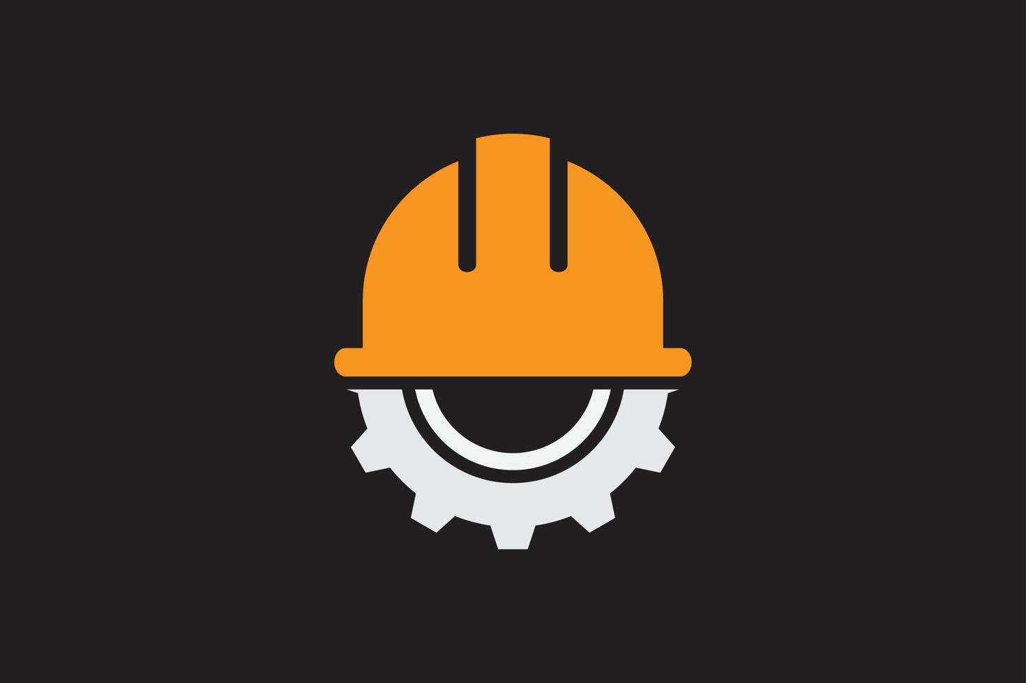 casco construcción engranaje logo vector