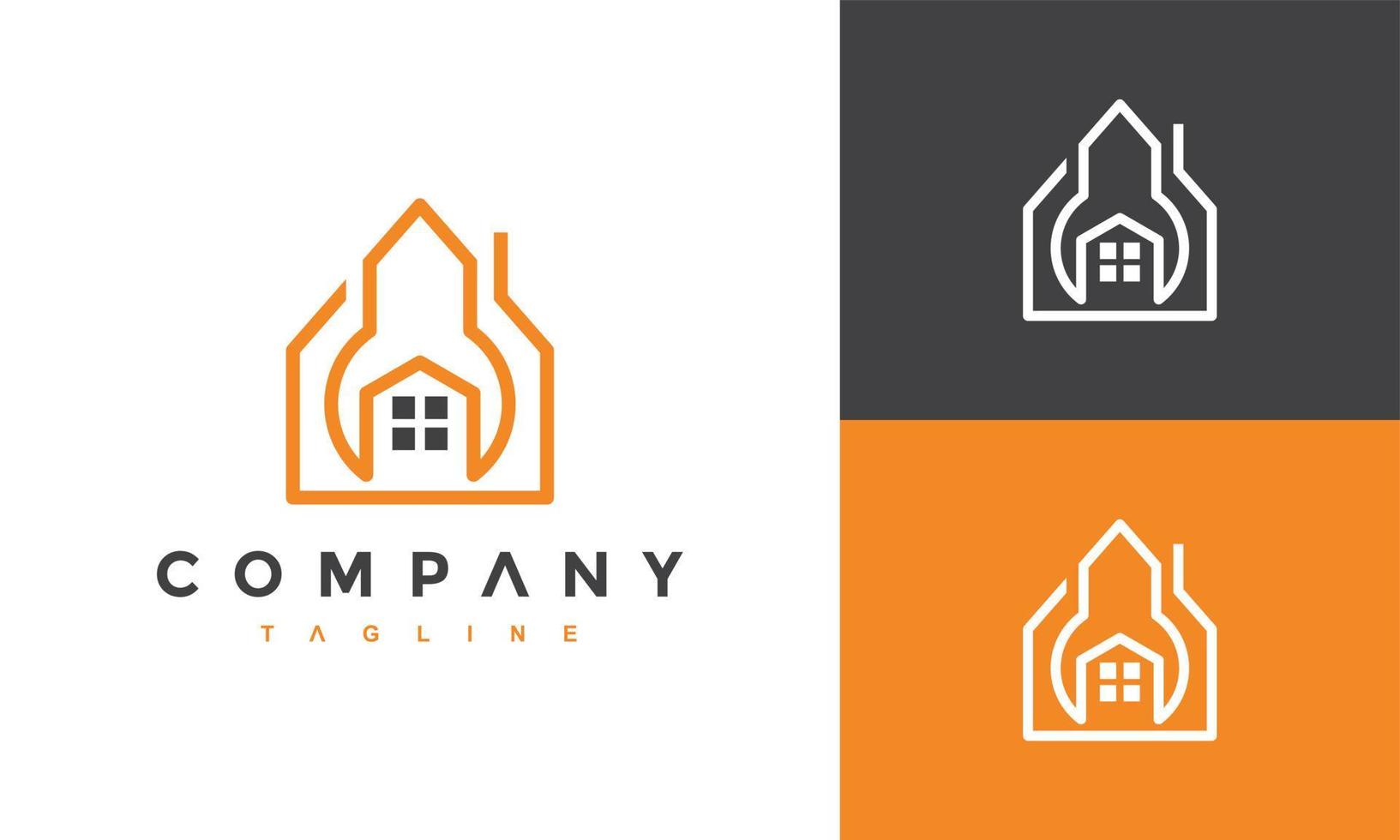 home real estate wrench logo vector
