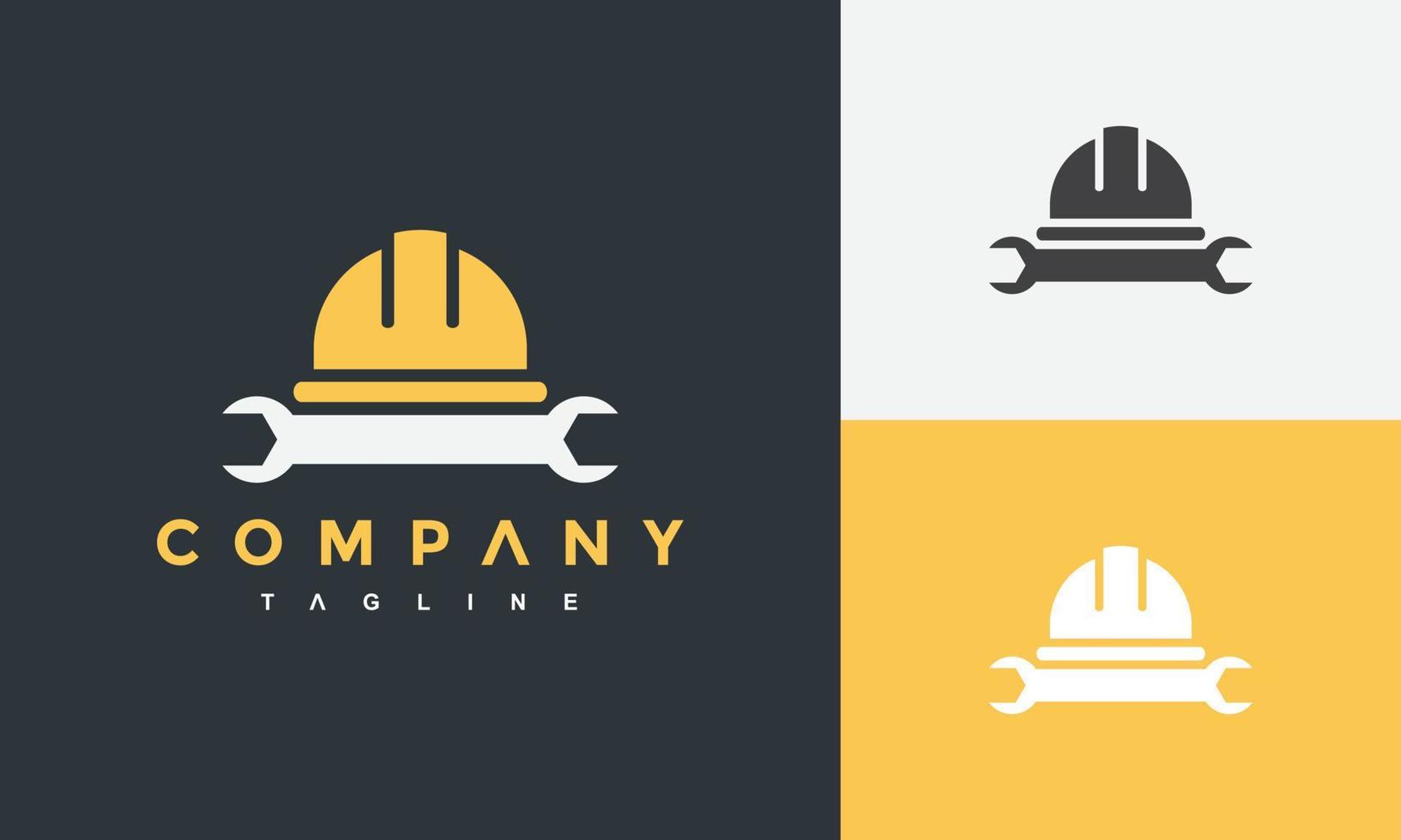 construction helmet wrench logo vector