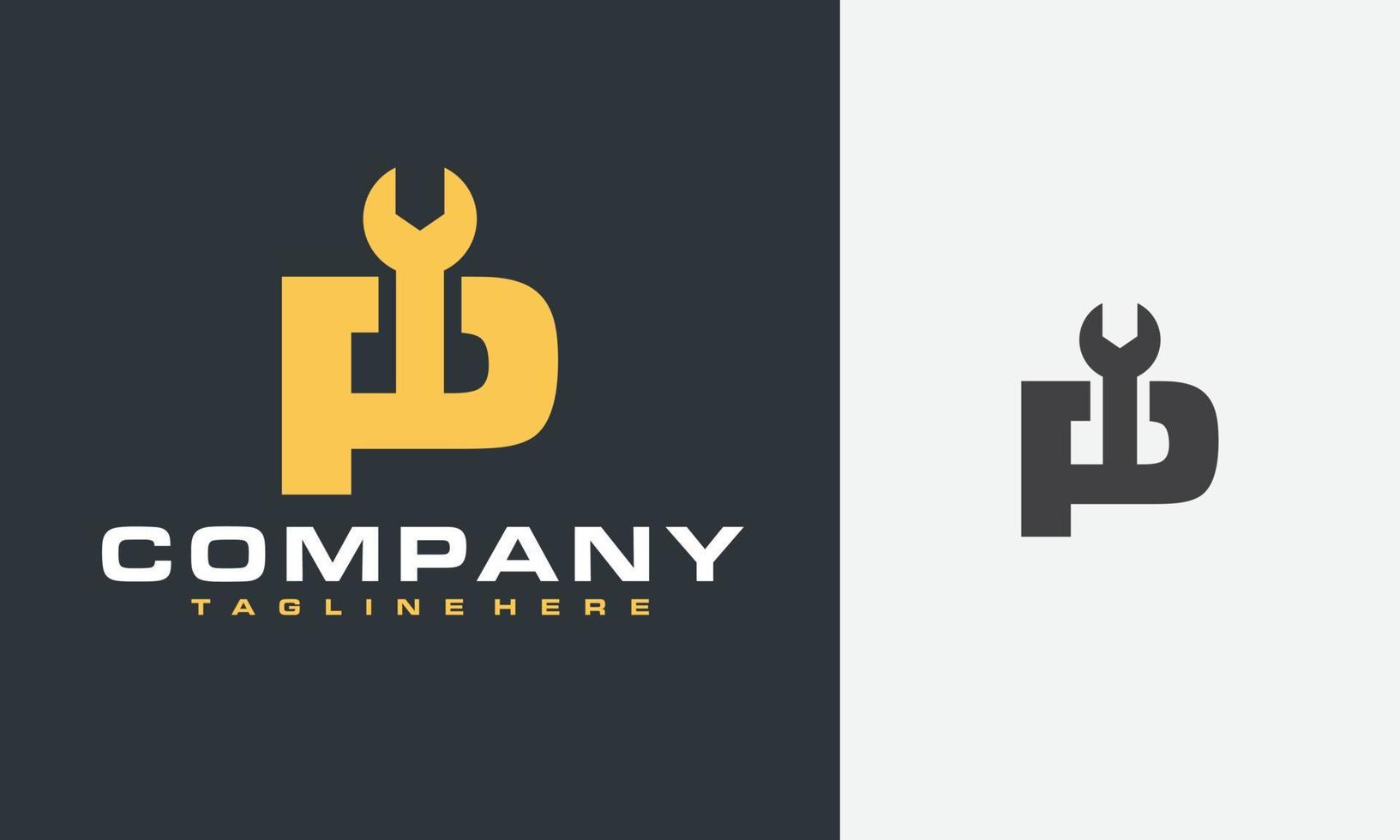initial P wrench logo vector