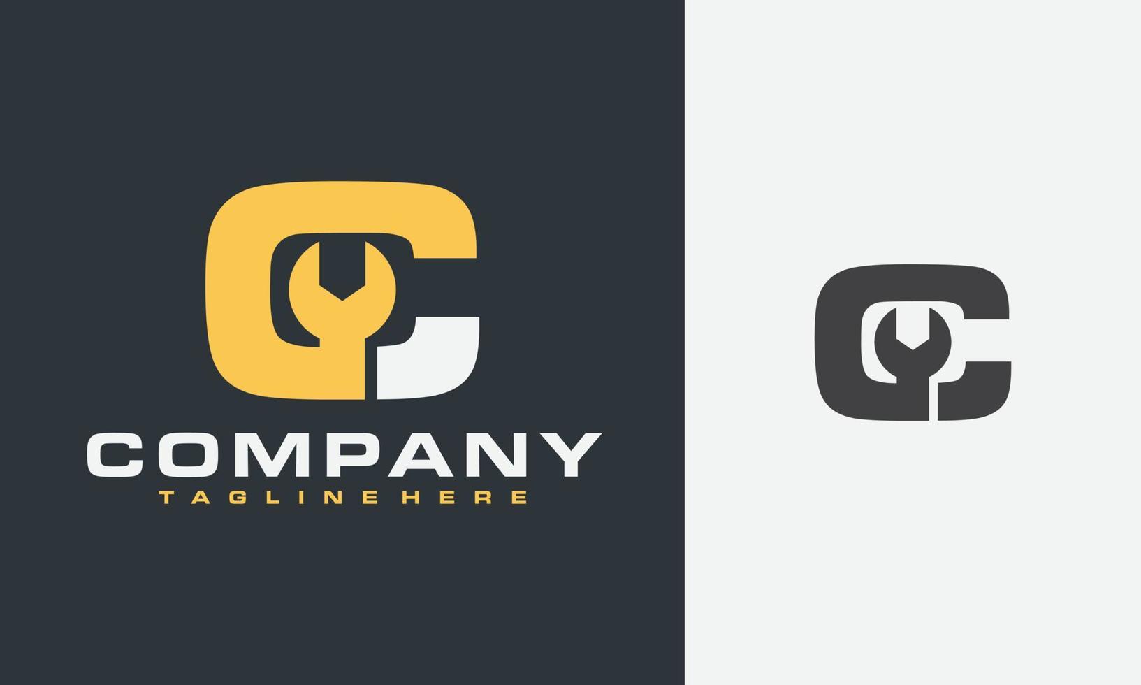 initial C wrench logo vector