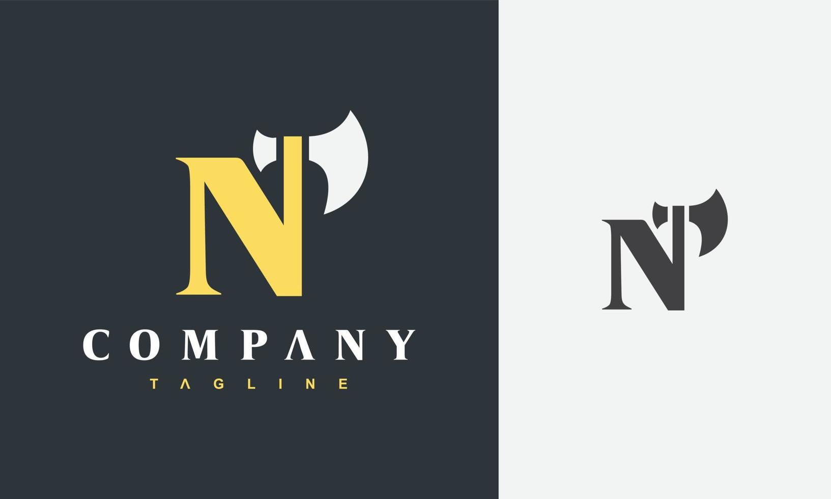 initial N axe logo vector