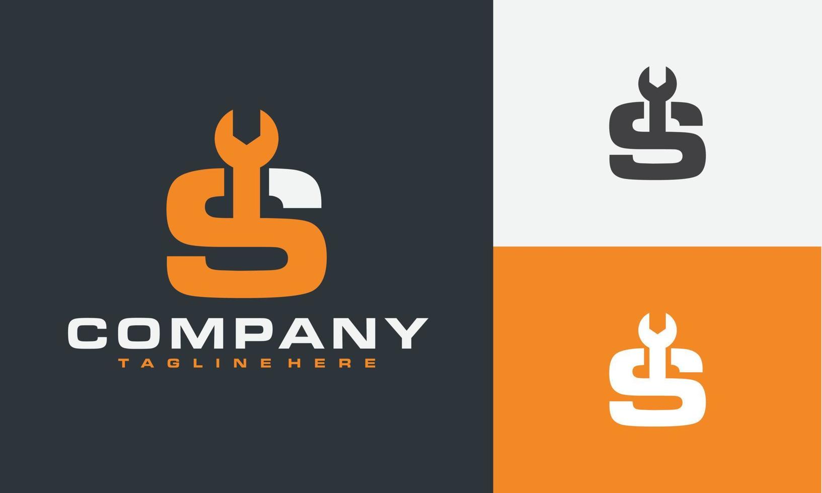 initial S wrench logo vector