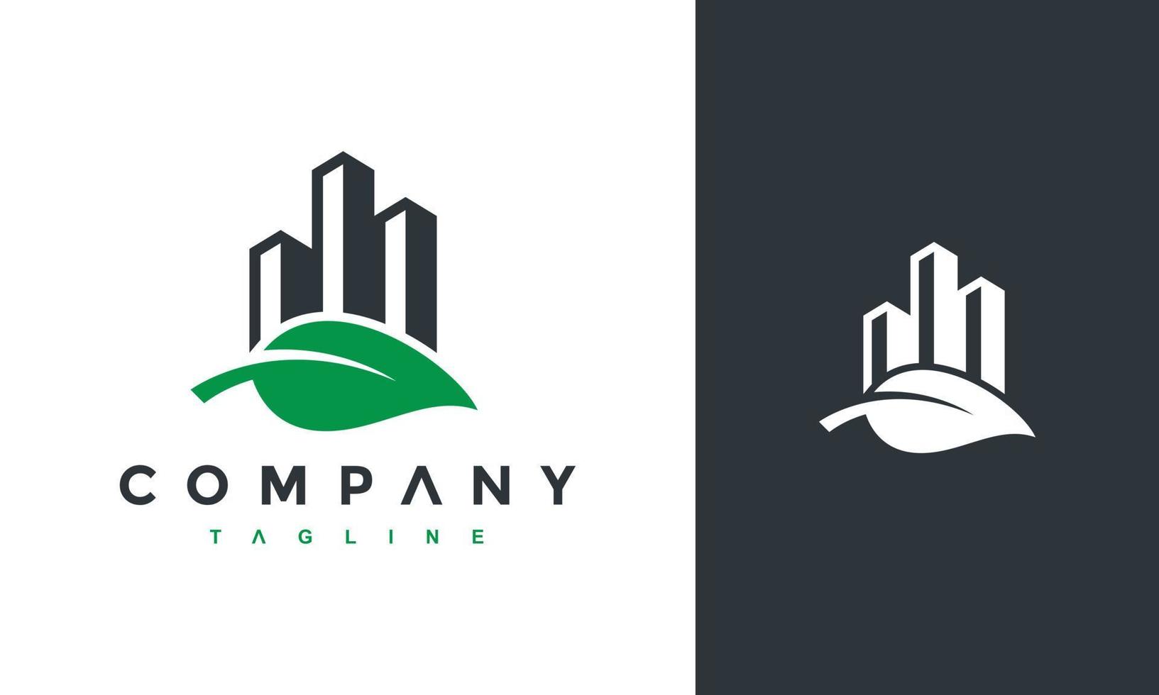 city building leaves logo vector
