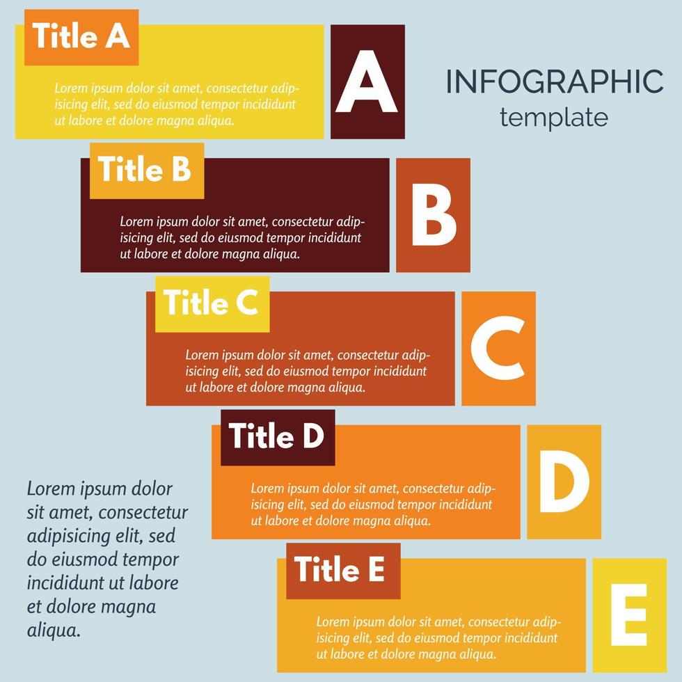 elementos de diseño infográfico de cinco pasos. plantilla de diseño infográfico paso a paso. ilustración vectorial vector