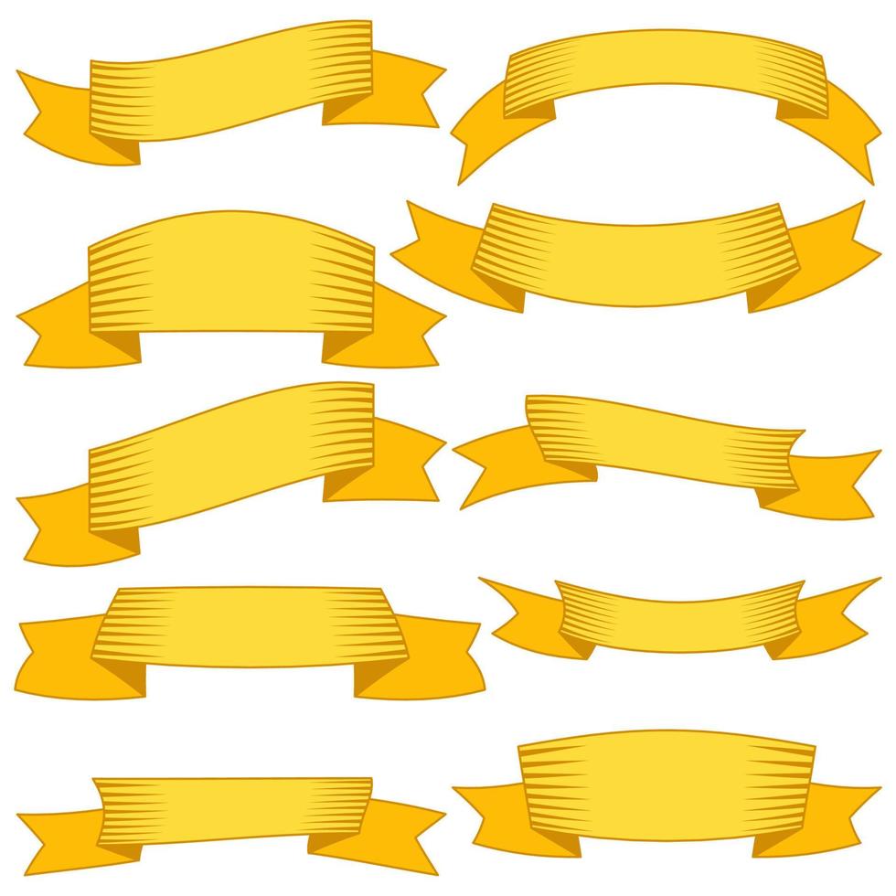 conjunto de diez cintas amarillas y pancartas para diseño web. gran elemento de diseño aislado sobre fondo blanco. ilustración vectorial vector