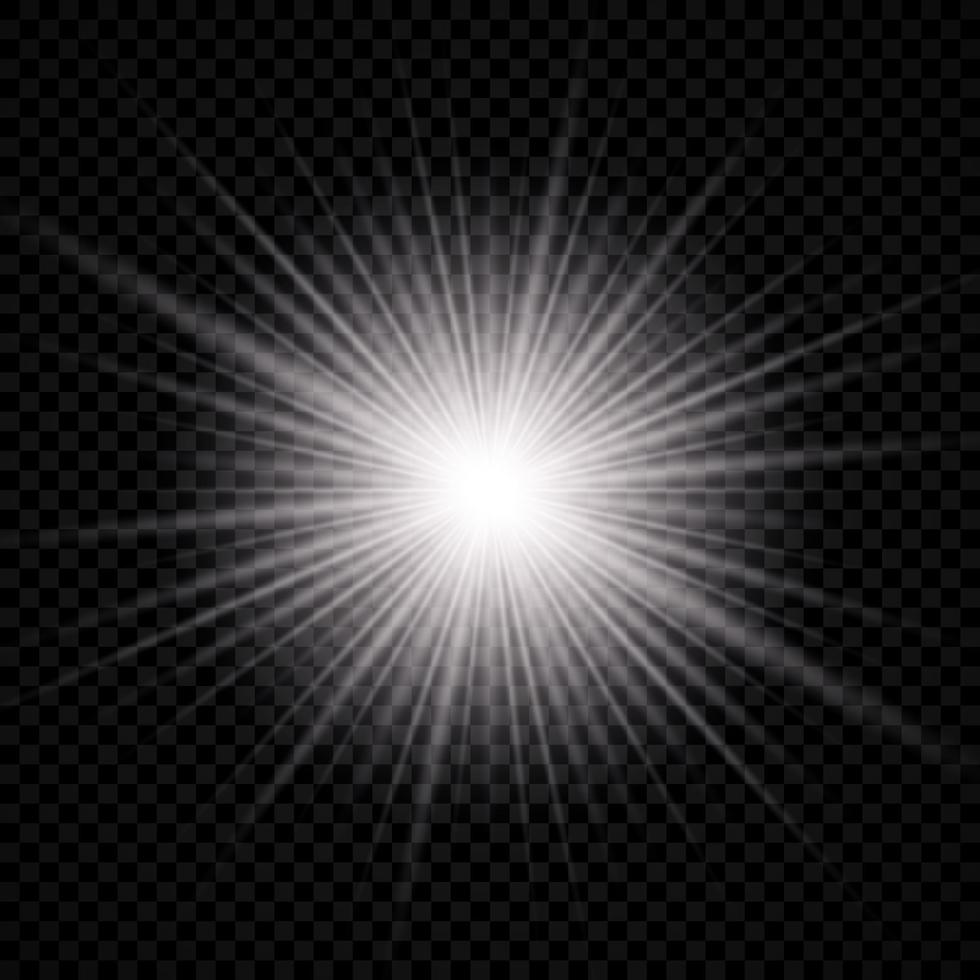 ligero efecto de lente llamarada. blanco brillante ligero explota con Starburst efectos y destellos vector