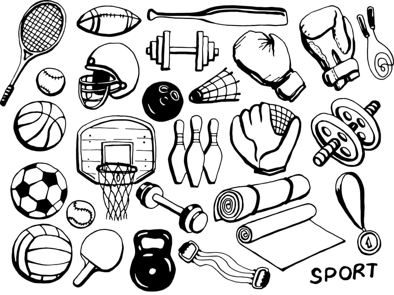 Sports equipment. Vector clipart 23018895 Vector Art at Vecteezy