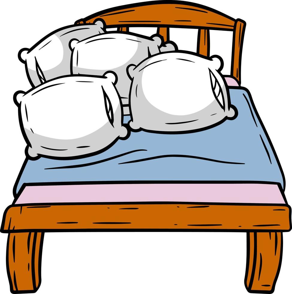 Bed with soft pillow. Bedroom and room element vector