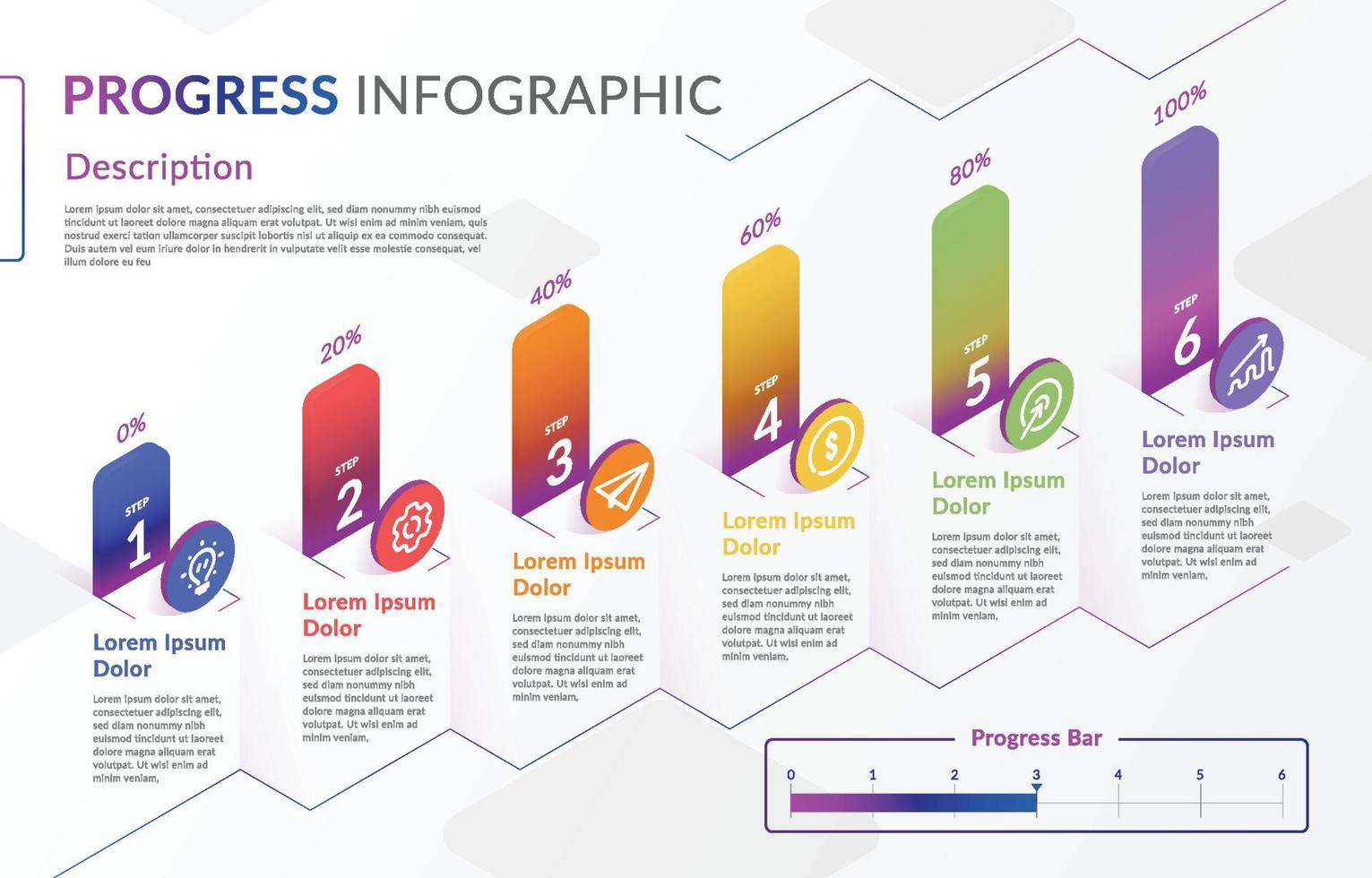 Progreso infografía modelo vector