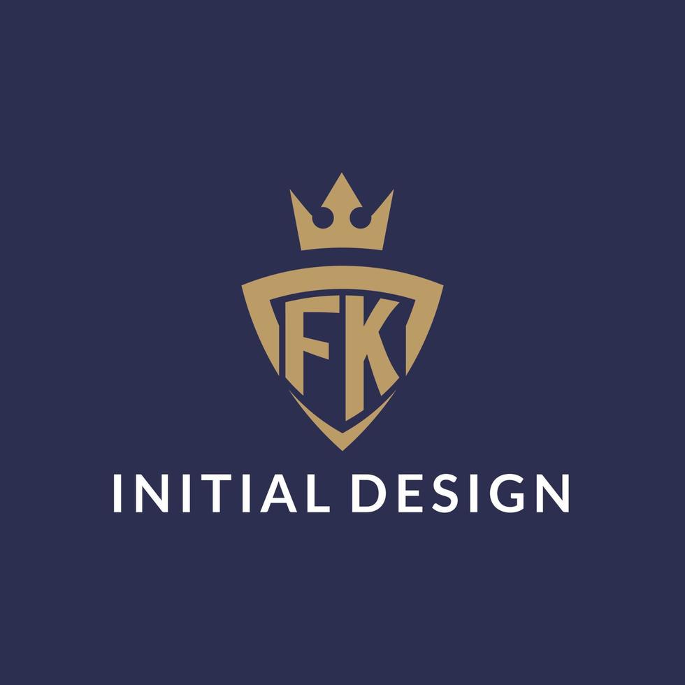 FK logo with shield and crown, monogram initial logo style vector