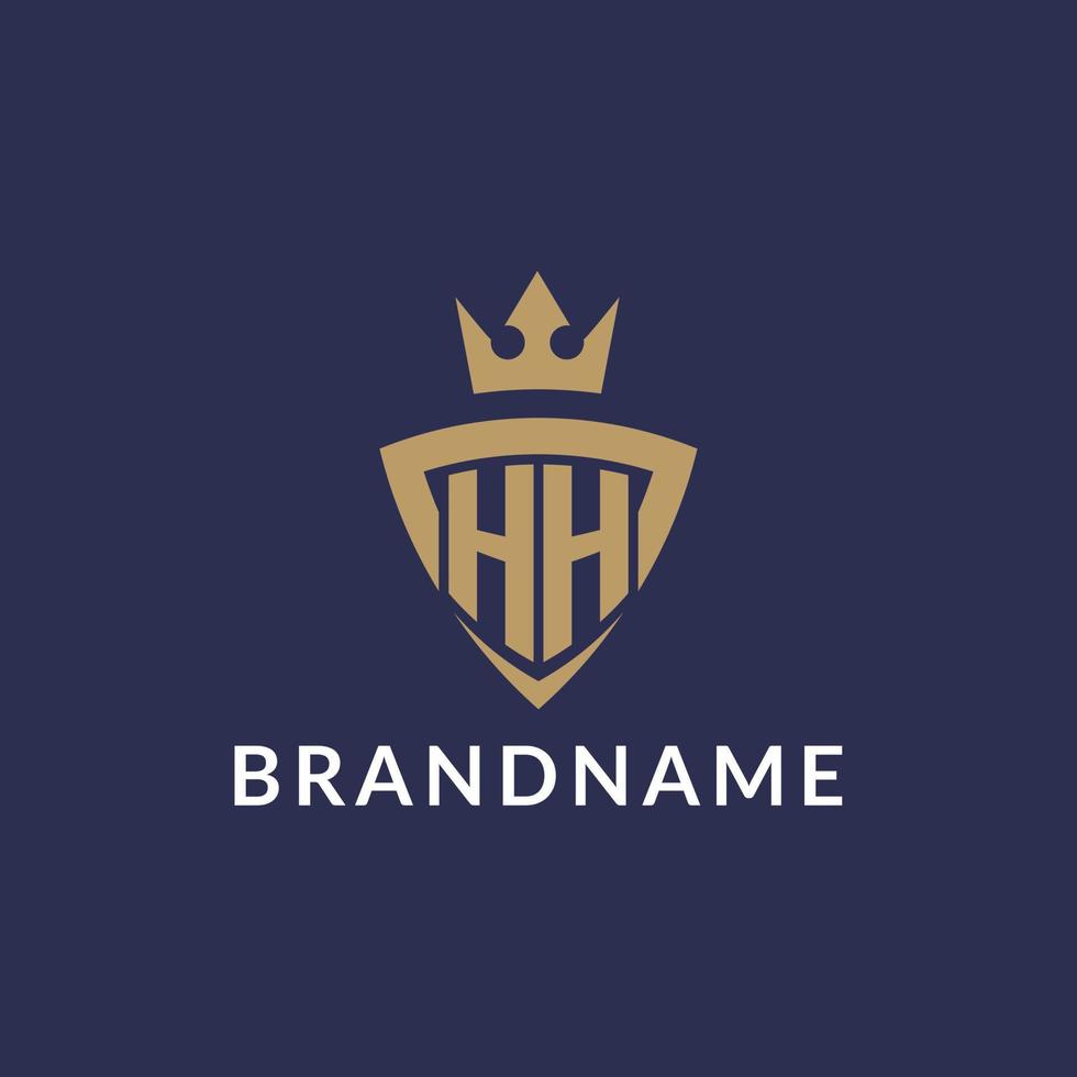 HH logo with shield and crown, monogram initial logo style vector