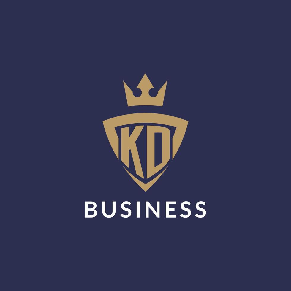 KD logo with shield and crown, monogram initial logo style vector