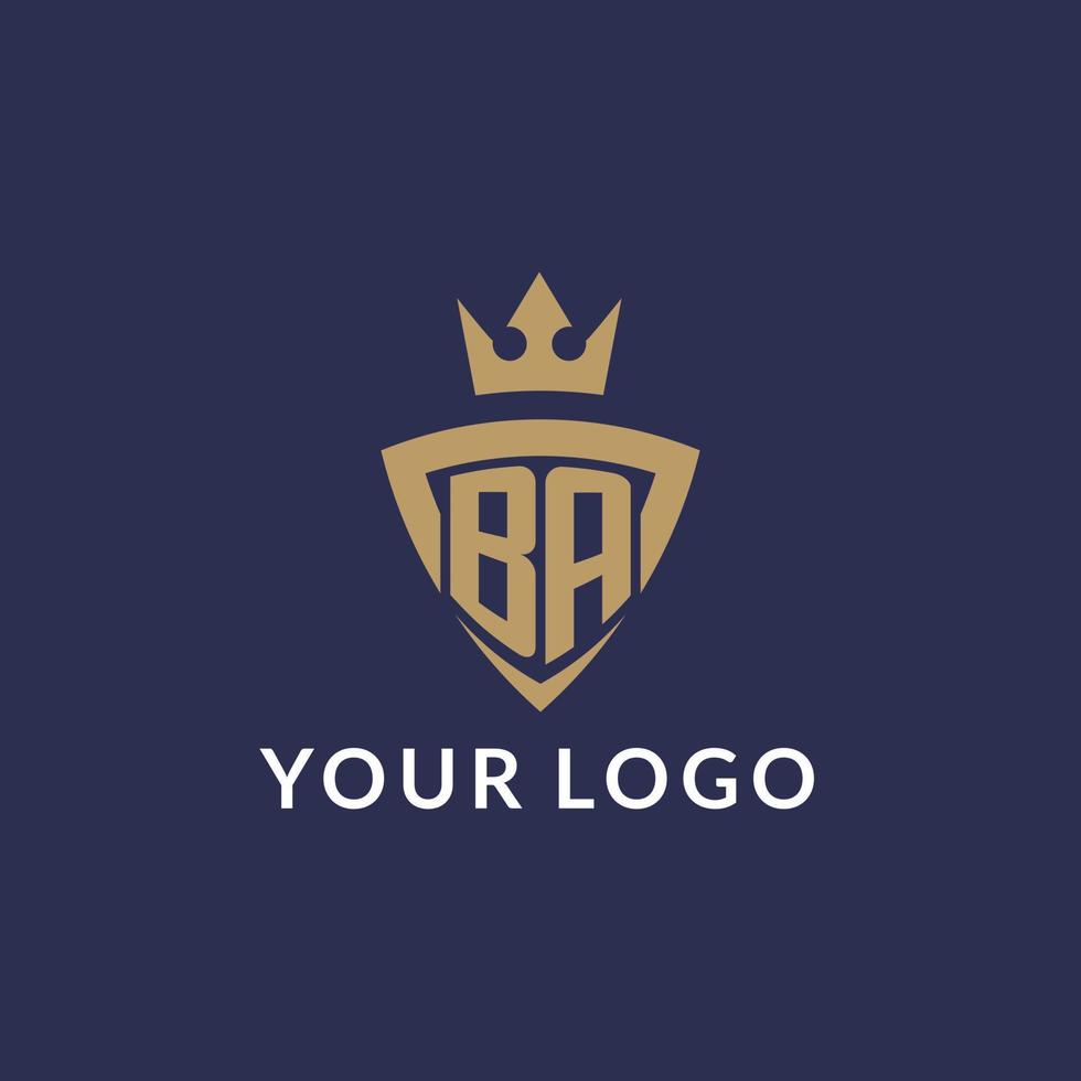 BA logo with shield and crown, monogram initial logo style vector