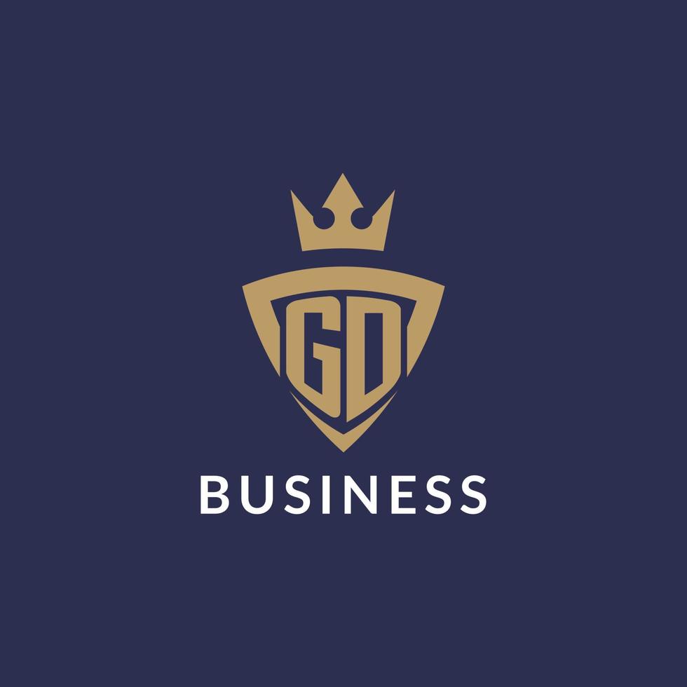 GD logo with shield and crown, monogram initial logo style vector