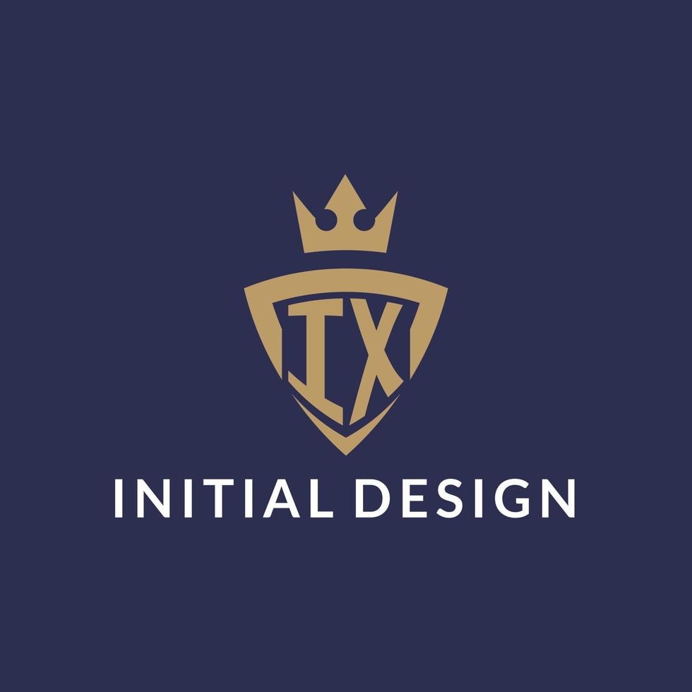 IX logo with shield and crown, monogram initial logo style vector