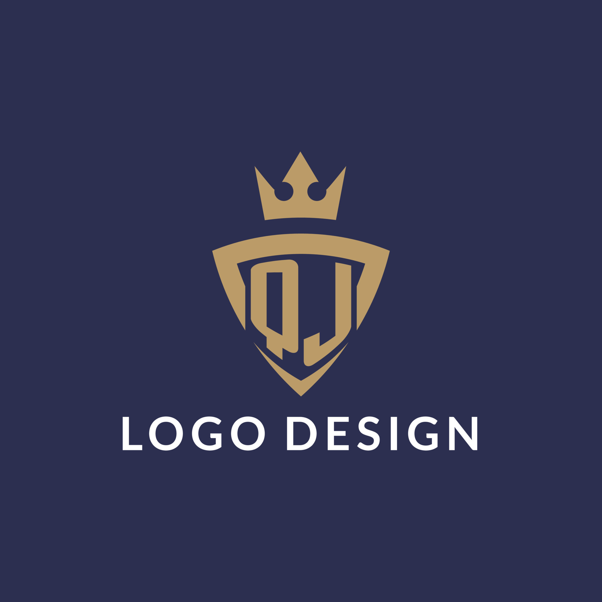 QJ logo with shield and crown, monogram initial logo style 23019145 ...