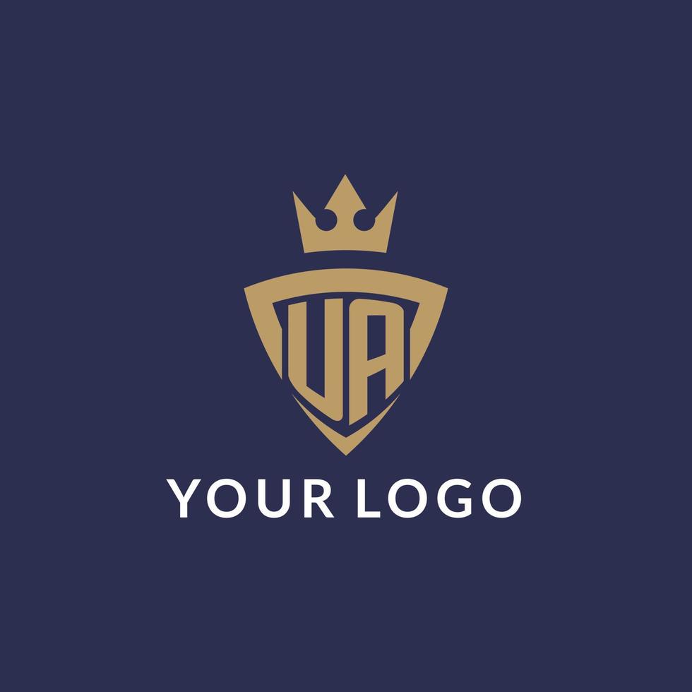 UA logo with shield and crown, monogram initial logo style vector