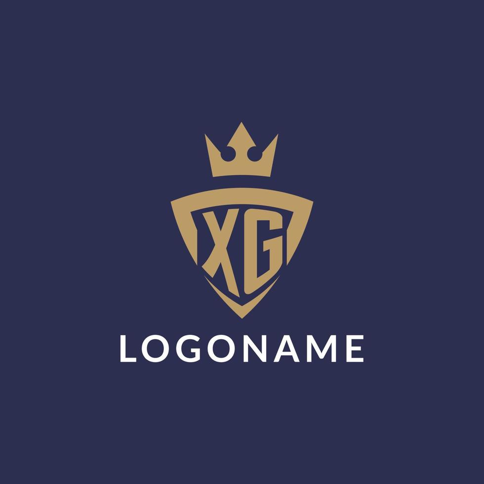 XG logo with shield and crown, monogram initial logo style vector