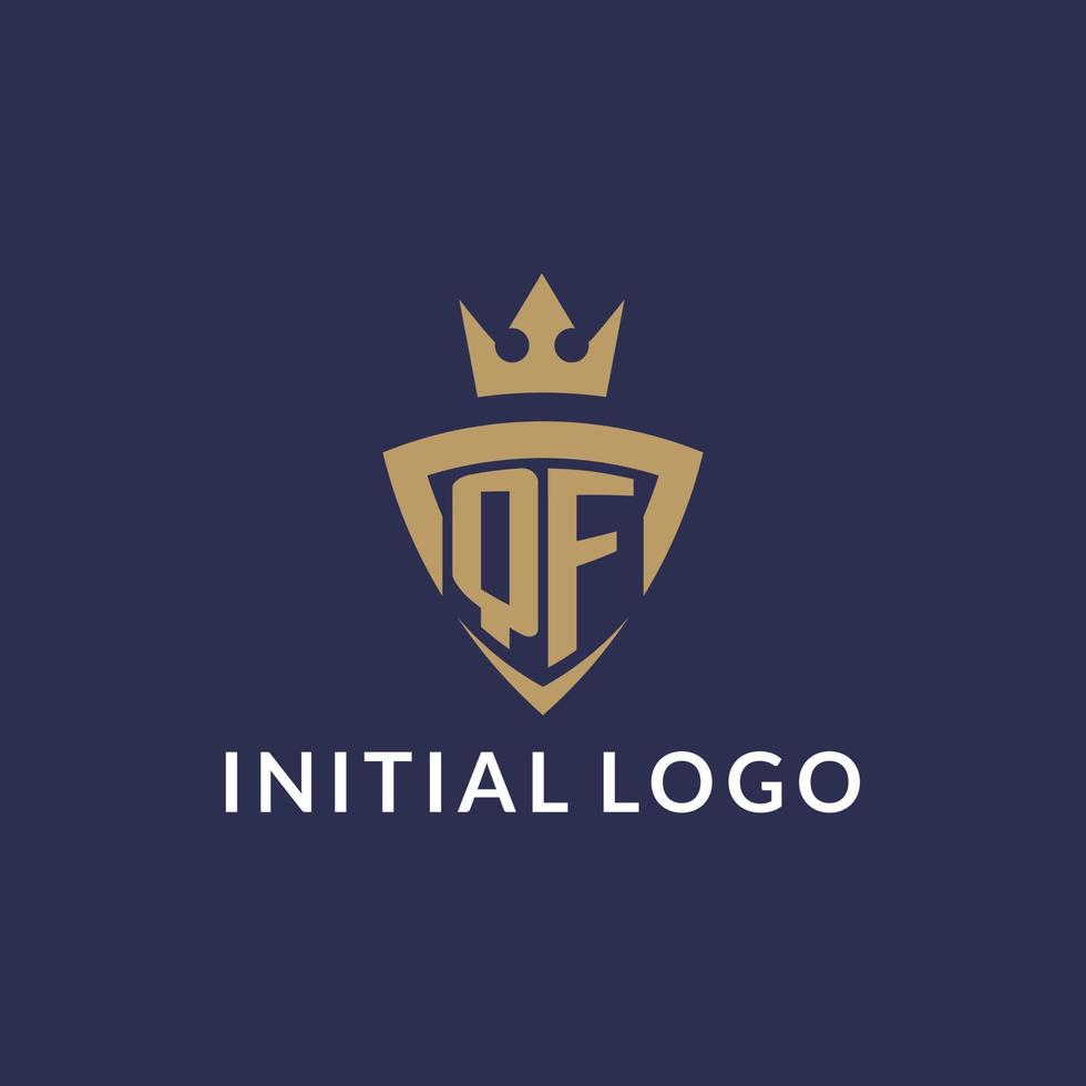 QF logo with shield and crown, monogram initial logo style vector