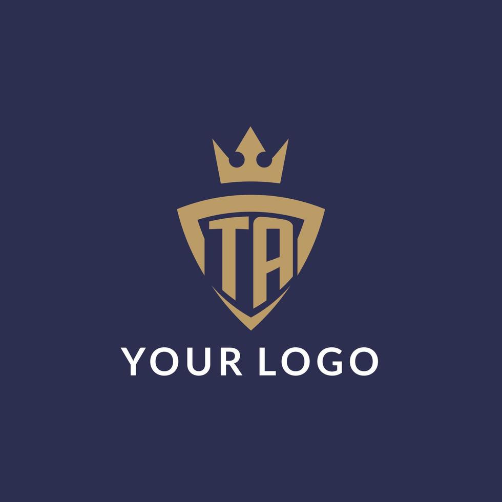 TA logo with shield and crown, monogram initial logo style vector