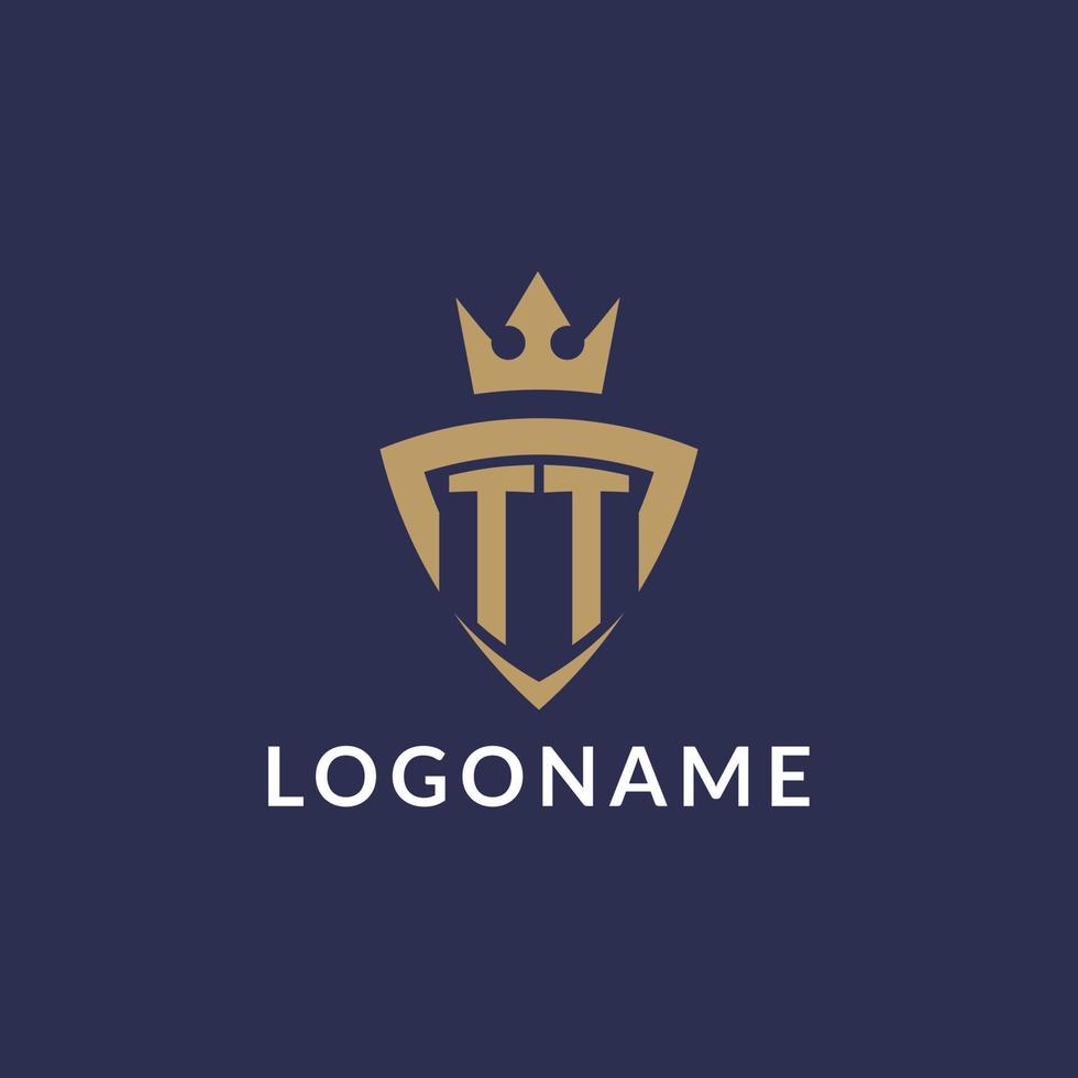 TT logo with shield and crown, monogram initial logo style vector