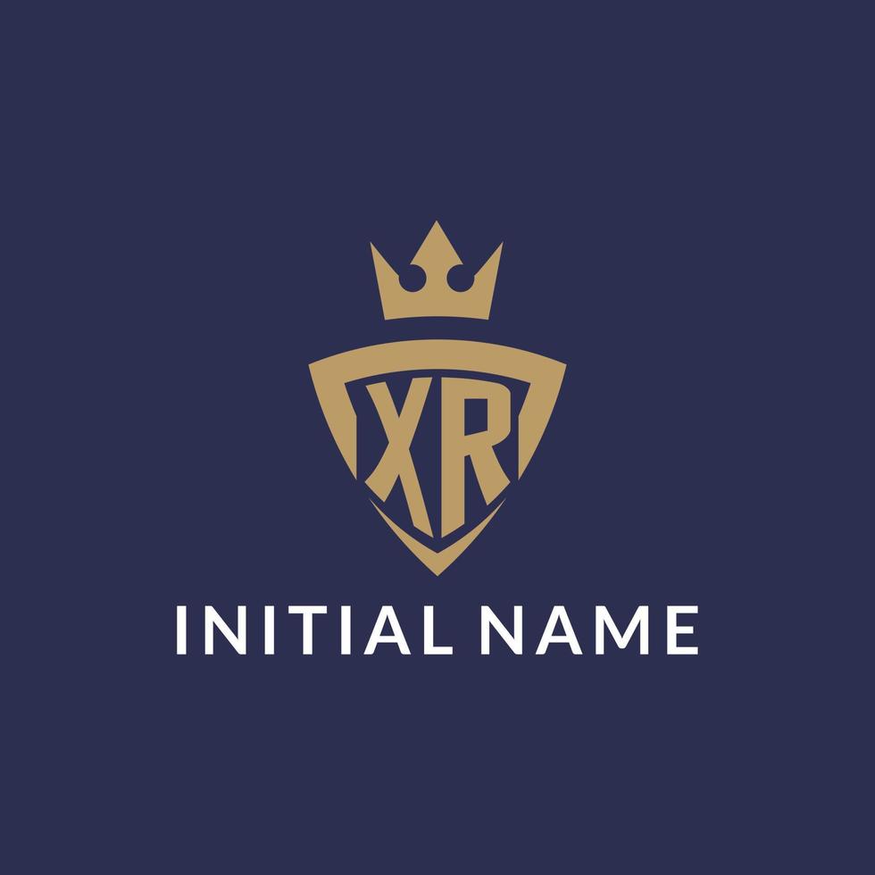 XR logo with shield and crown, monogram initial logo style vector
