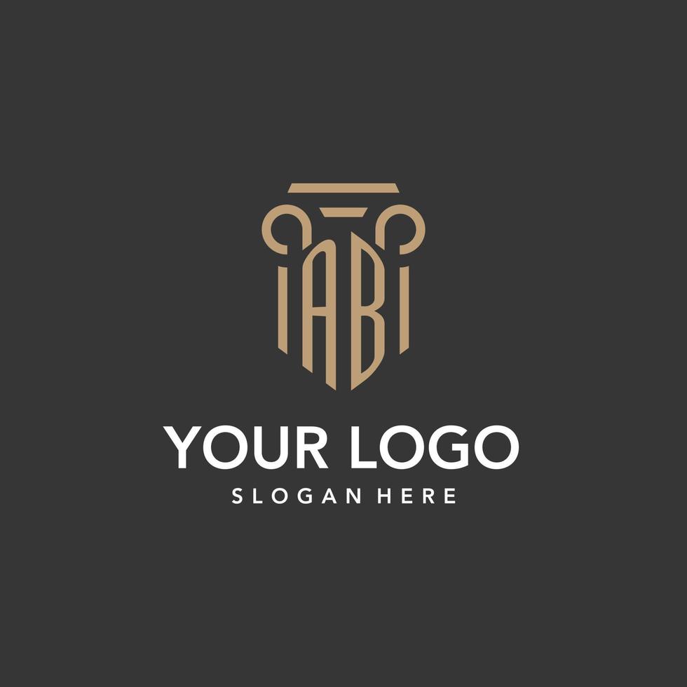 AB logo monogram with pillar style design vector
