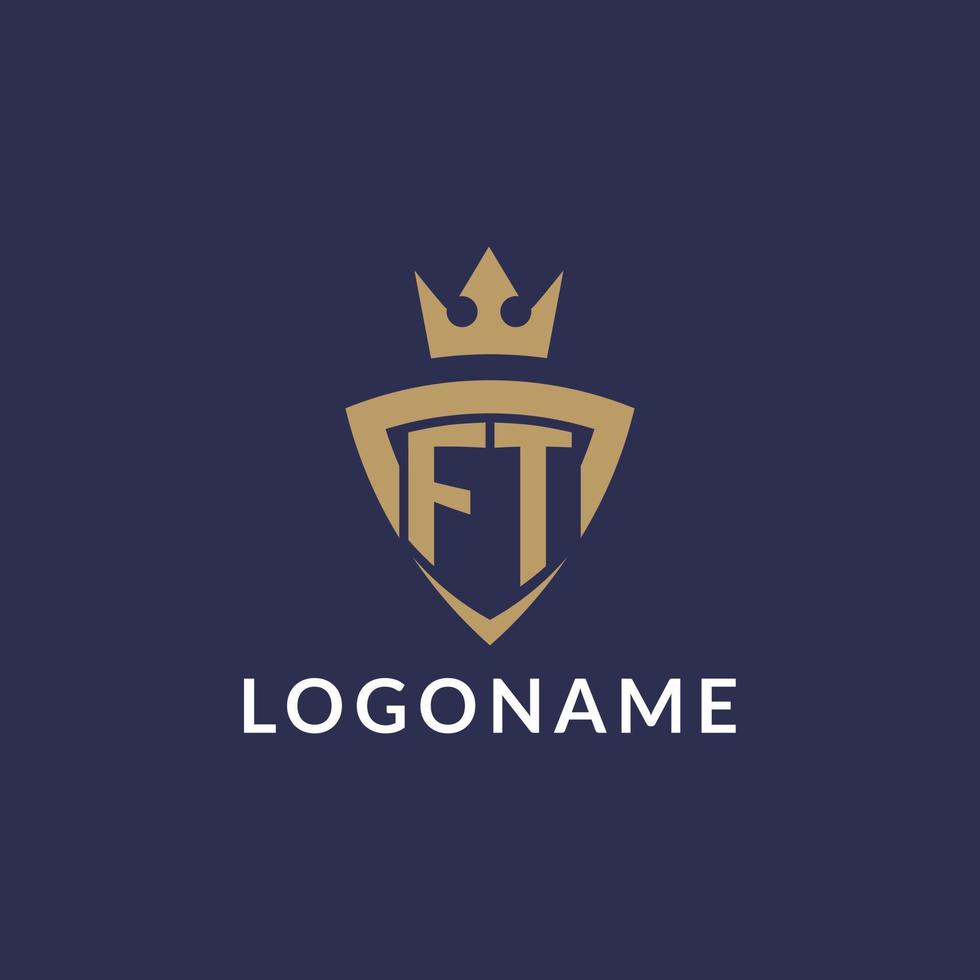 FT logo with shield and crown, monogram initial logo style vector