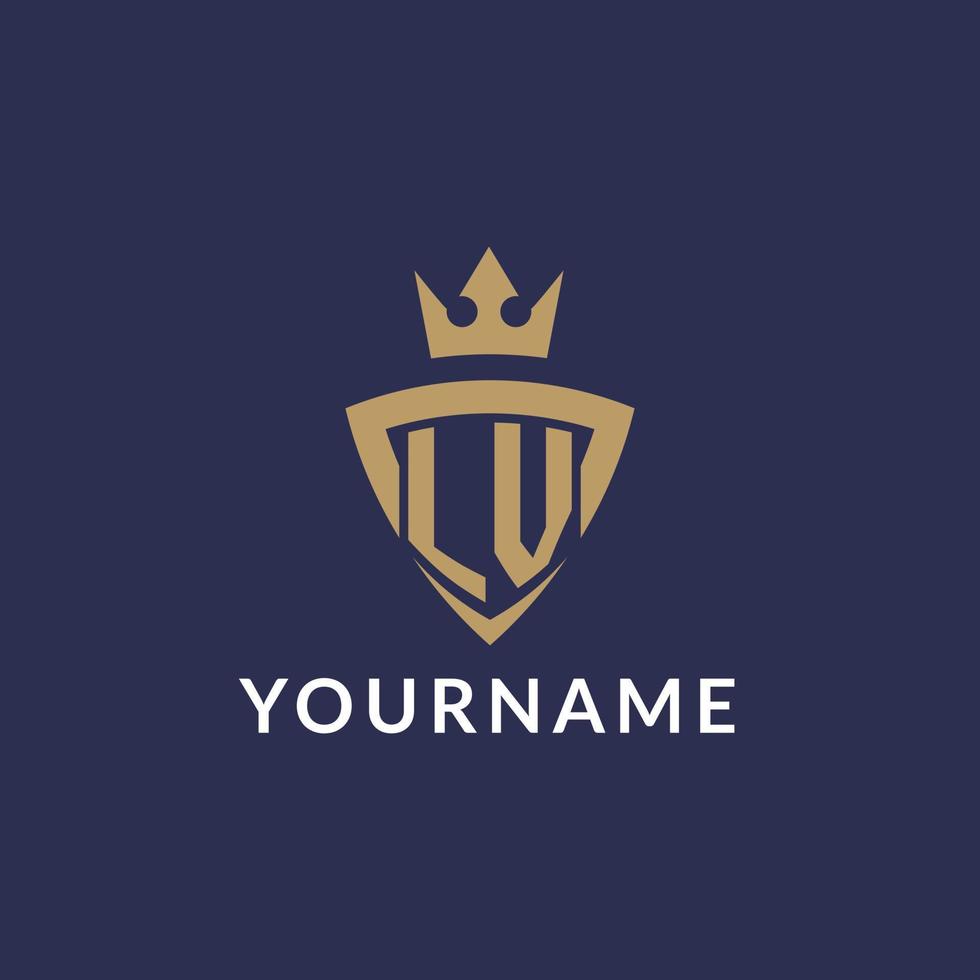 LV logo with shield and crown, monogram initial logo style vector