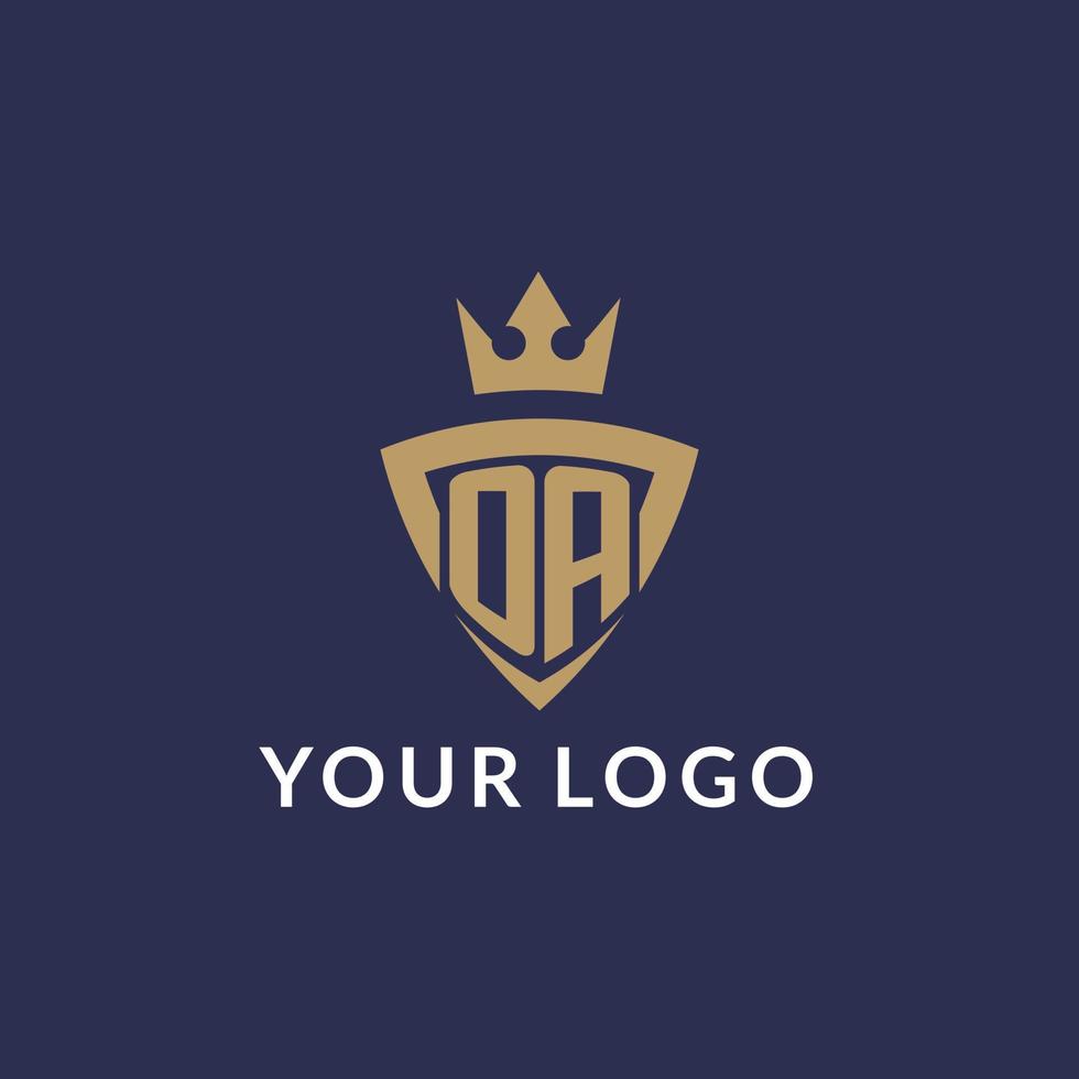 OA logo with shield and crown, monogram initial logo style vector