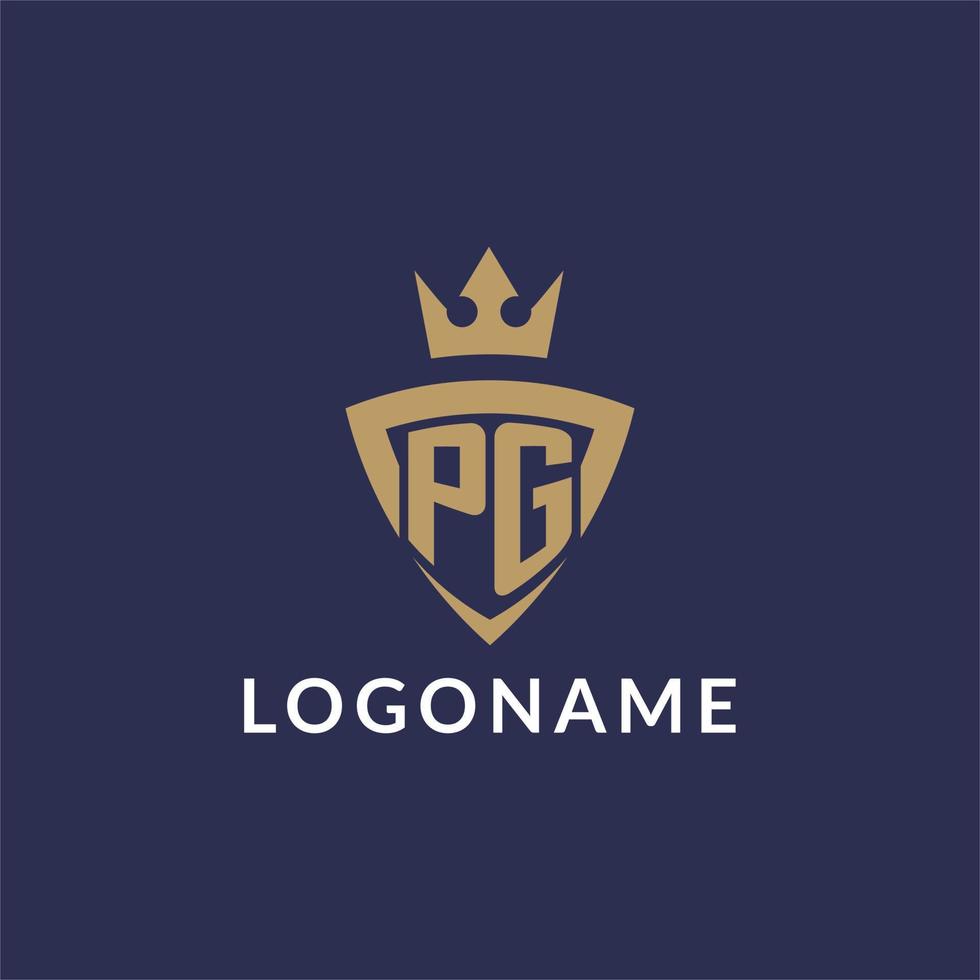 PG logo with shield and crown, monogram initial logo style vector