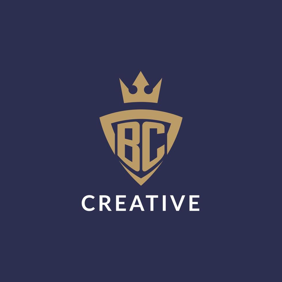 BC logo with shield and crown, monogram initial logo style vector