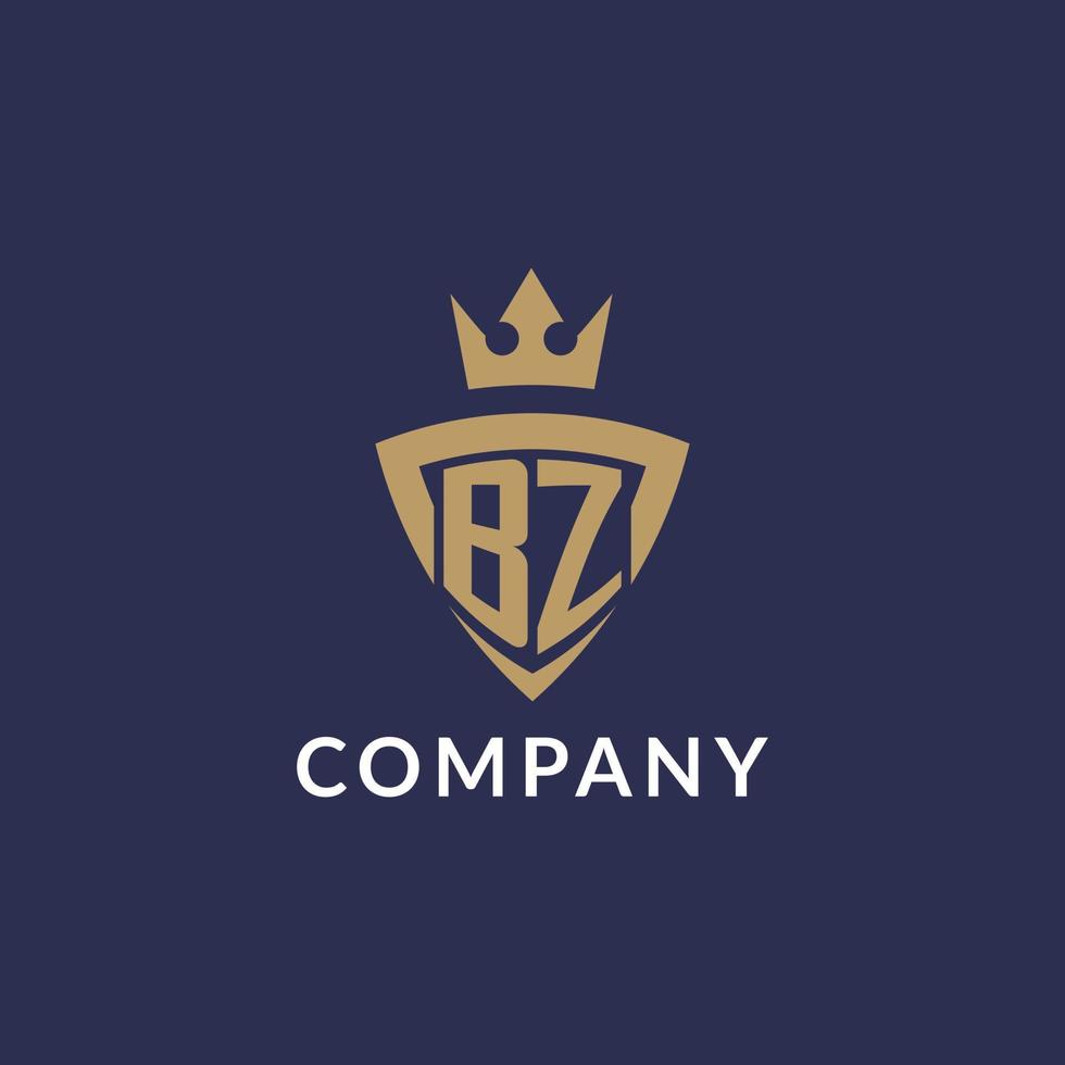 BZ logo with shield and crown, monogram initial logo style vector