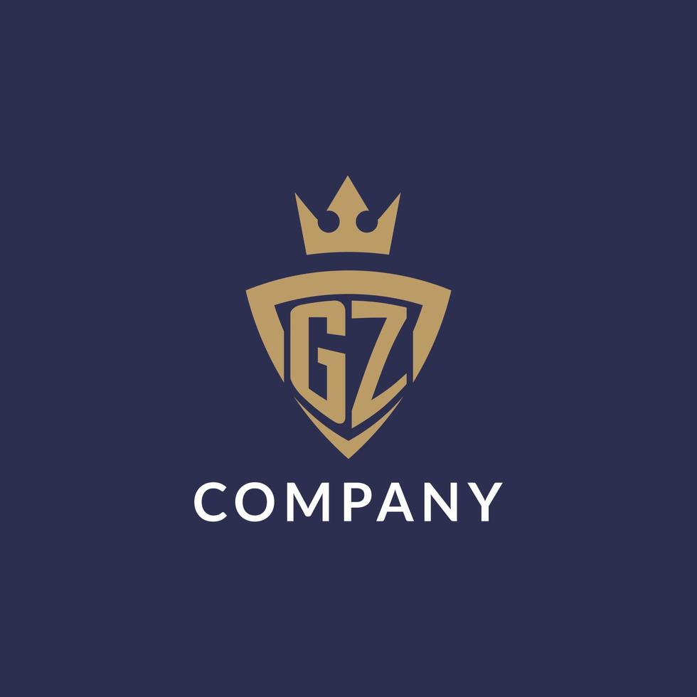 GZ logo with shield and crown, monogram initial logo style vector