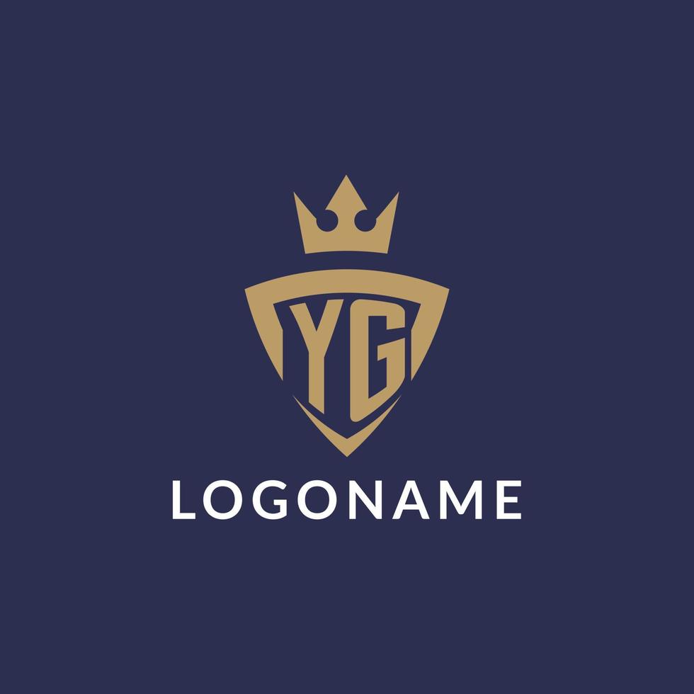 YG logo with shield and crown, monogram initial logo style vector