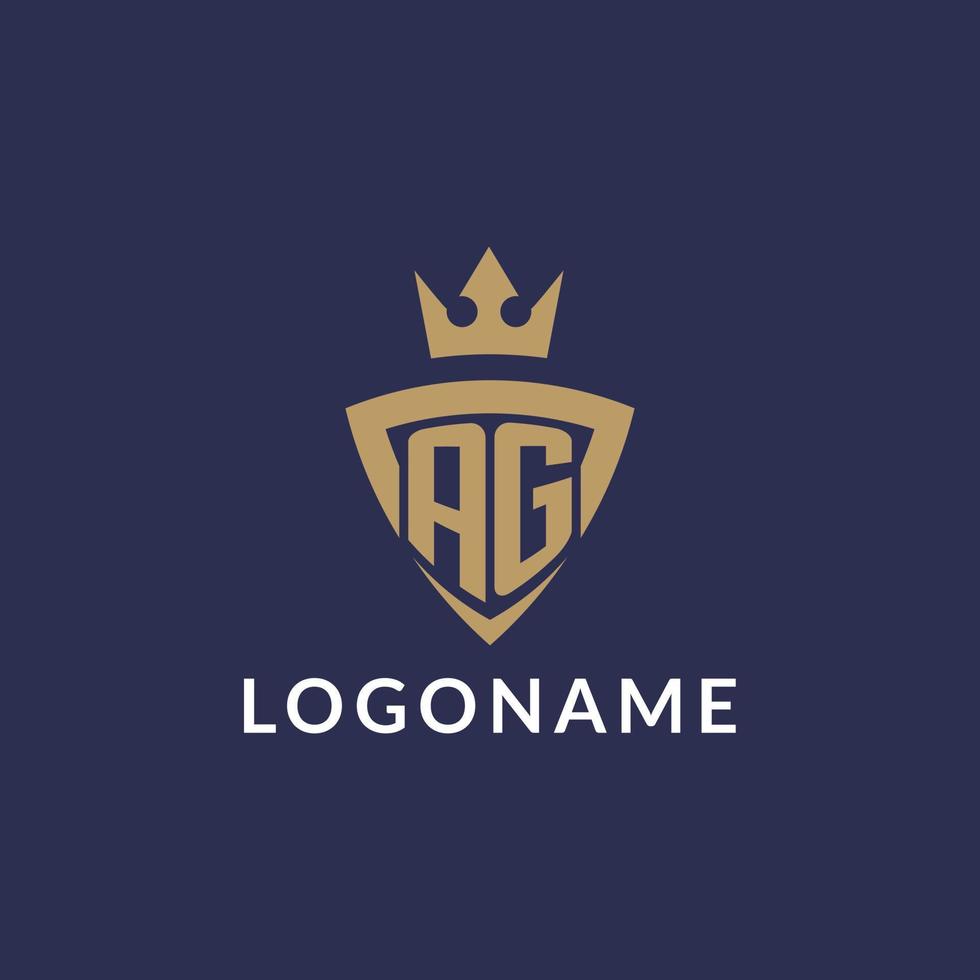 AG logo with shield and crown, monogram initial logo style vector