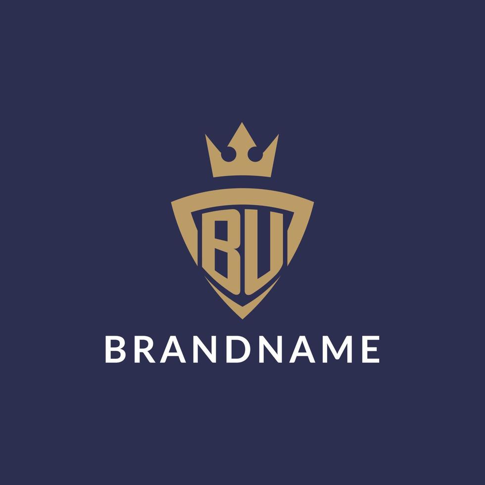 BU logo with shield and crown, monogram initial logo style vector