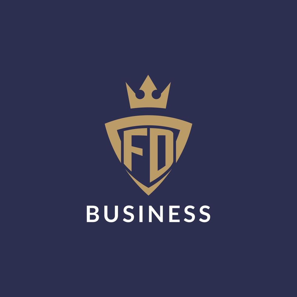 FD logo with shield and crown, monogram initial logo style vector