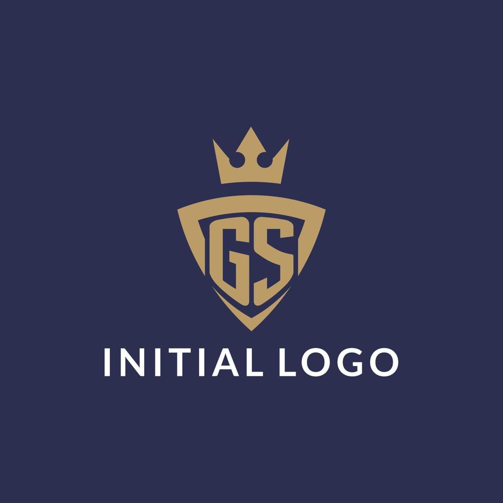 GS logo with shield and crown, monogram initial logo style vector